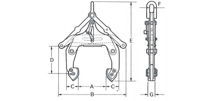 鷹牌ELC型混凝土夾鉗尺寸圖 鷹牌ELC型混凝土夾鉗尺寸圖