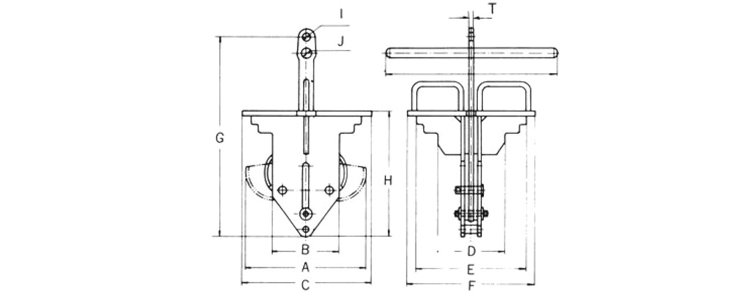 EFG型支柱基礎塊起吊用夾鉗尺寸圖 EFG型支柱基礎塊起吊用夾鉗尺寸圖