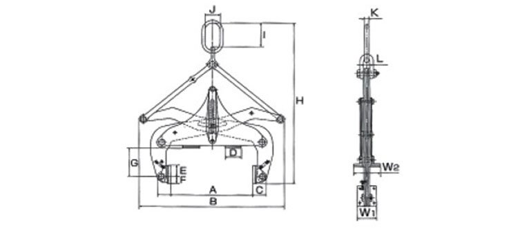 BTS石材起吊用夾具尺寸圖 BTS石材起吊用夾具尺寸圖