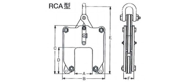 RCA型鋼軌起吊用夾鉗尺寸圖 RCA型鋼軌起吊用夾鉗尺寸圖