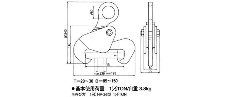 HV 26水平鋼板吊具參數