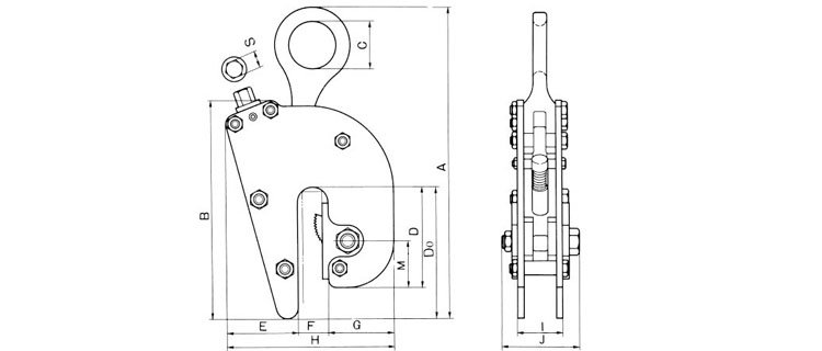 FL V無傷鋼板吊鉗尺寸圖 FL V無傷鋼板吊鉗尺寸圖