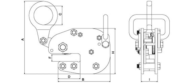 FL H橫吊無傷鋼板夾具尺寸圖 FL H橫吊無傷鋼板夾具尺寸圖