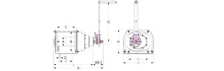 PRW手搖絞盤尺寸圖