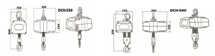 DUKE充電式環(huán)鏈電動(dòng)葫蘆尺寸圖