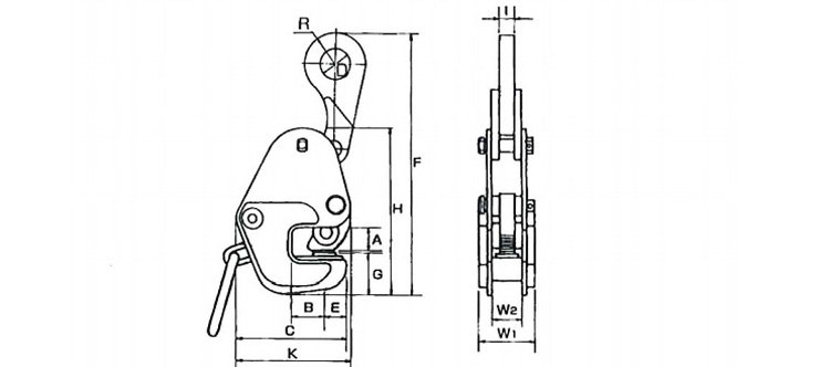 G橫吊鋼板起重鉗尺寸圖 G橫吊鋼板起重鉗尺寸圖