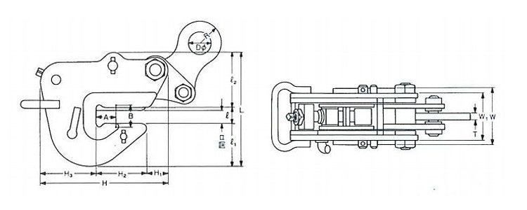 BM橫吊無傷鋼板鉗尺寸圖 BM橫吊無傷鋼板鉗尺寸圖