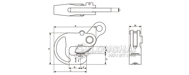 KVA橫吊鋼板夾鉗尺寸圖 KVA橫吊鋼板夾鉗尺寸圖