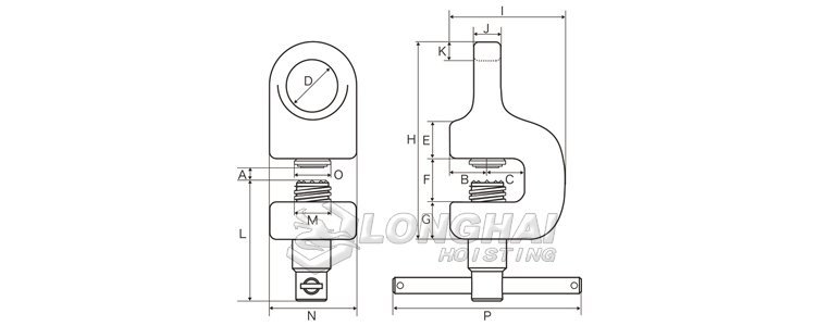 SAS螺旋式拉伸用鋼板鉗結構尺寸圖